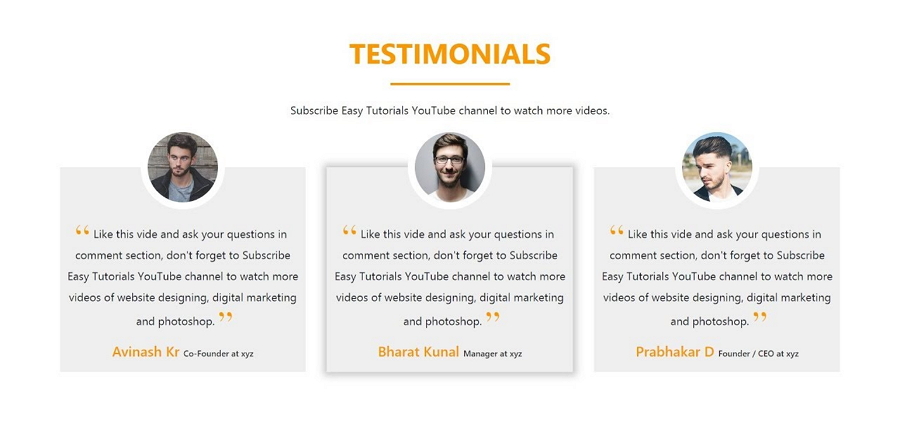 Web Testimonial Example