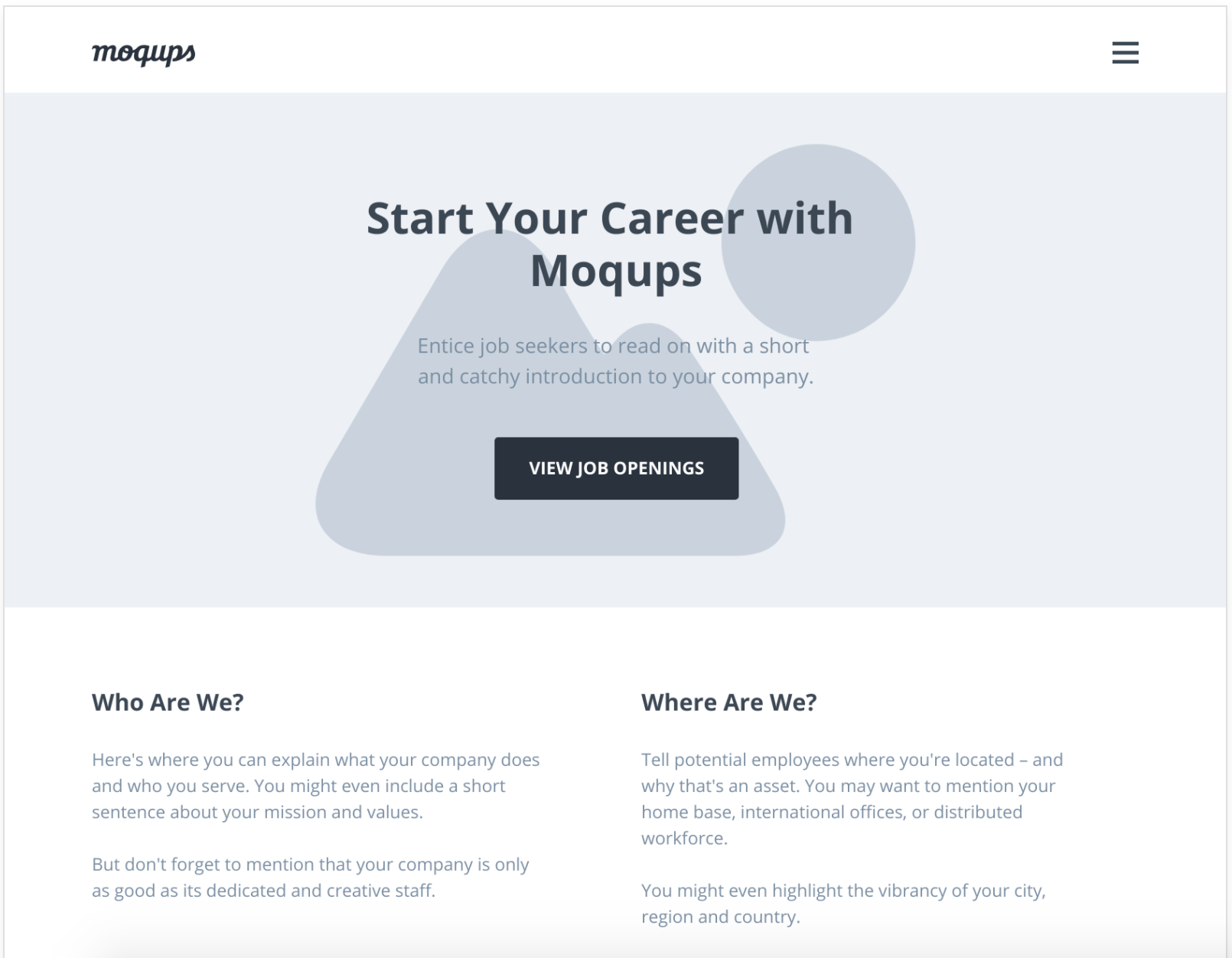 Career page template