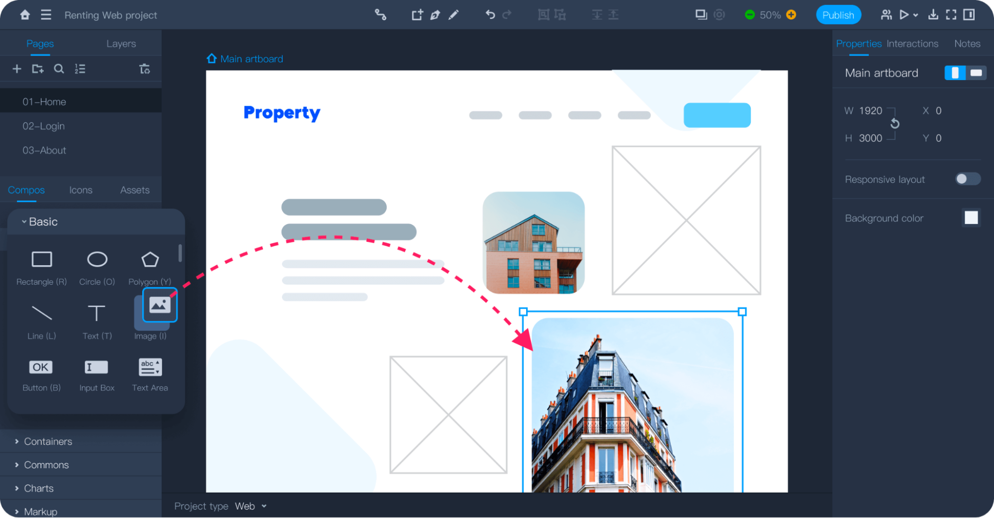 Creating a low-fidelity design in Mockplus