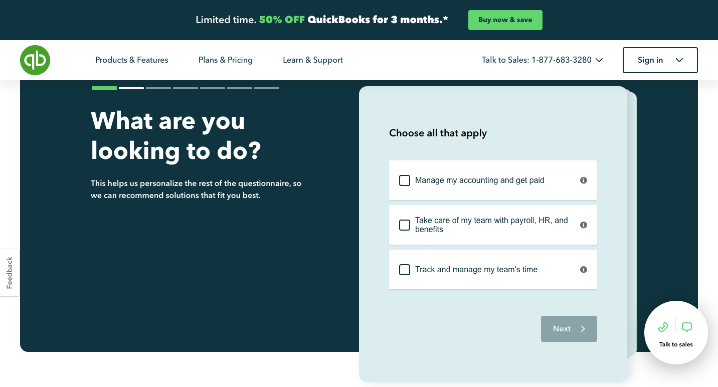 Quickbooks UX design